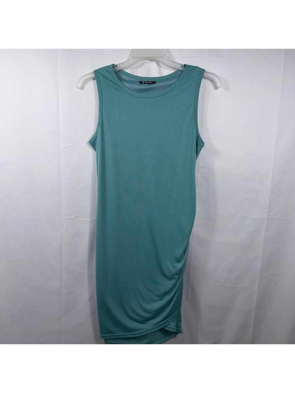 BTFBM Aqua Sleeveless Ruched Midi Dress Size Large